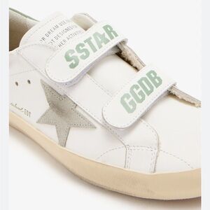 Golden Goose Kids White and Green Sneakers